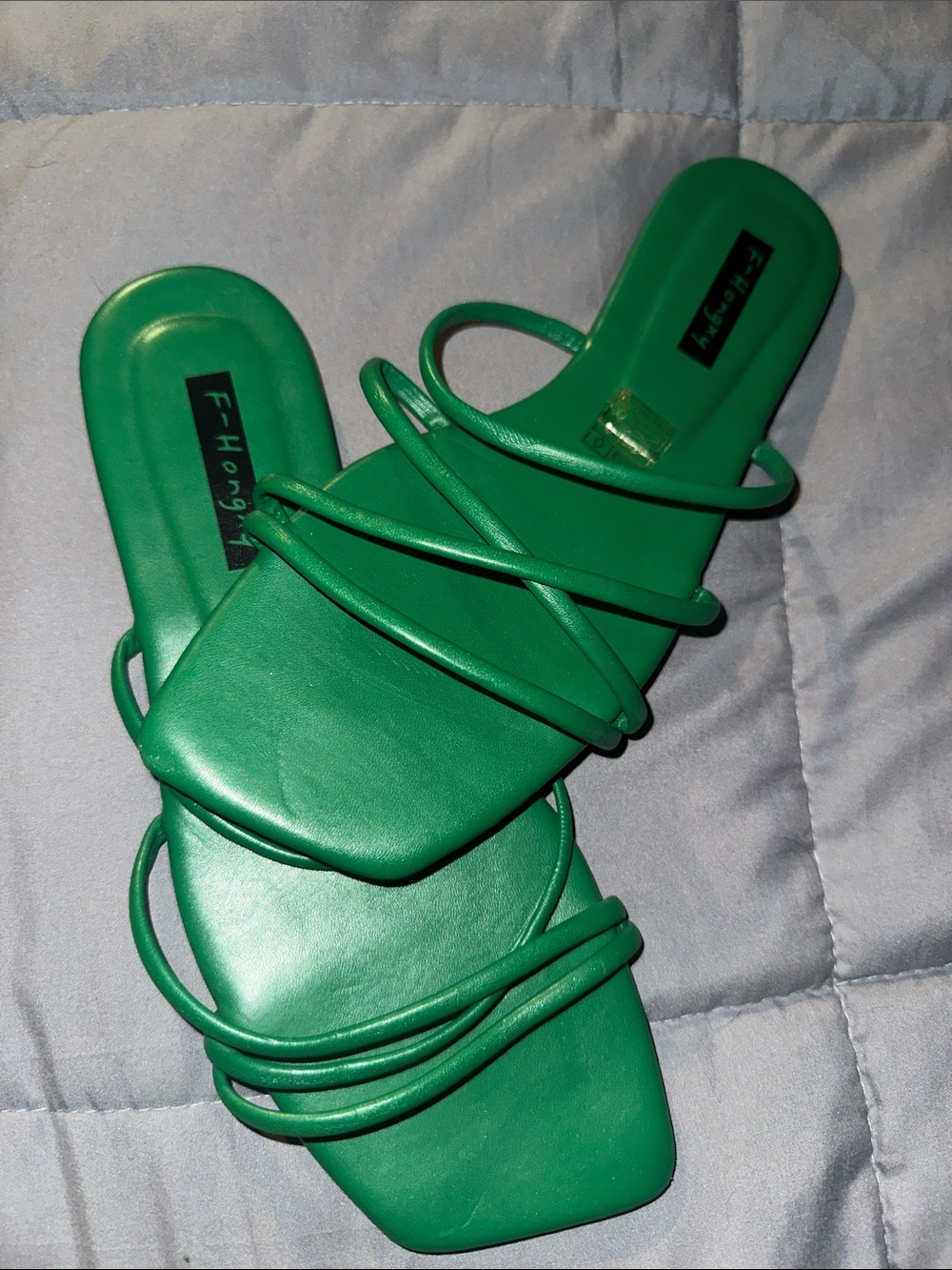 Hogan Emerald Green Multi-Strap Slide Sandals